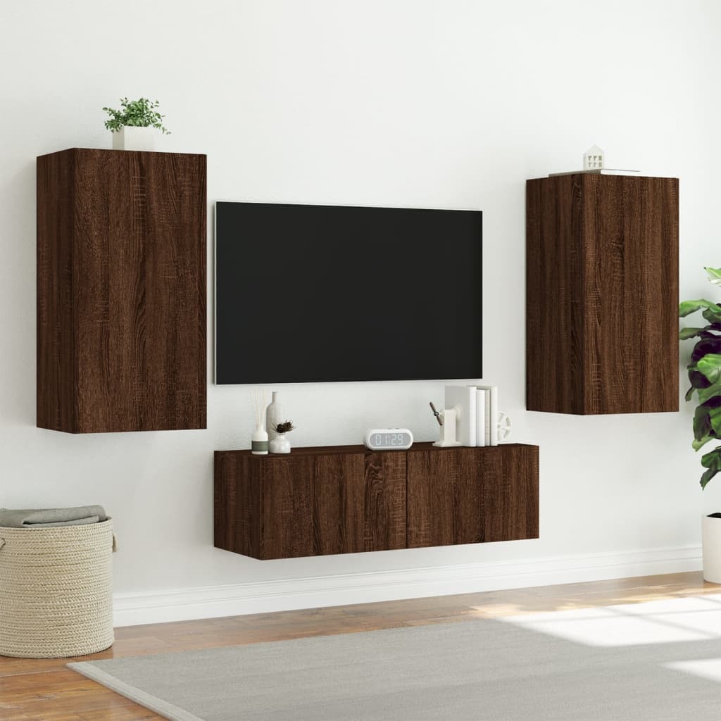 VidaXL Tv-wandmeubel met LED-verlichting 40,5x35x80 cm bruineikenkleur