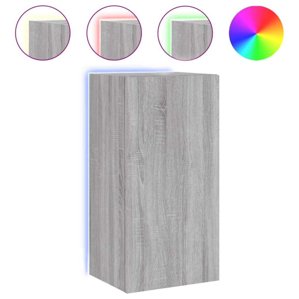 VidaXL Tv-wandmeubel met LED-verlichting 40,5x35x80 cm grijs sonoma