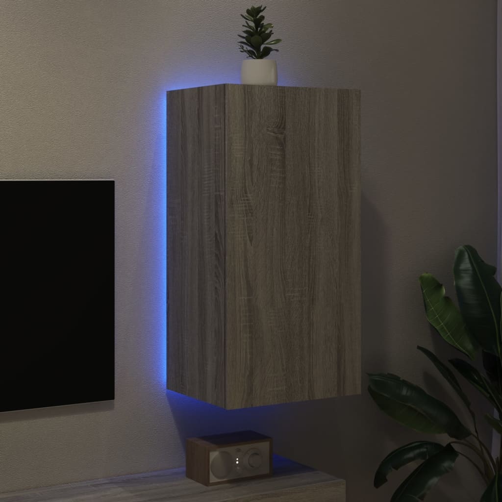 VidaXL Tv-wandmeubel met LED-verlichting 40,5x35x80 cm grijs sonoma