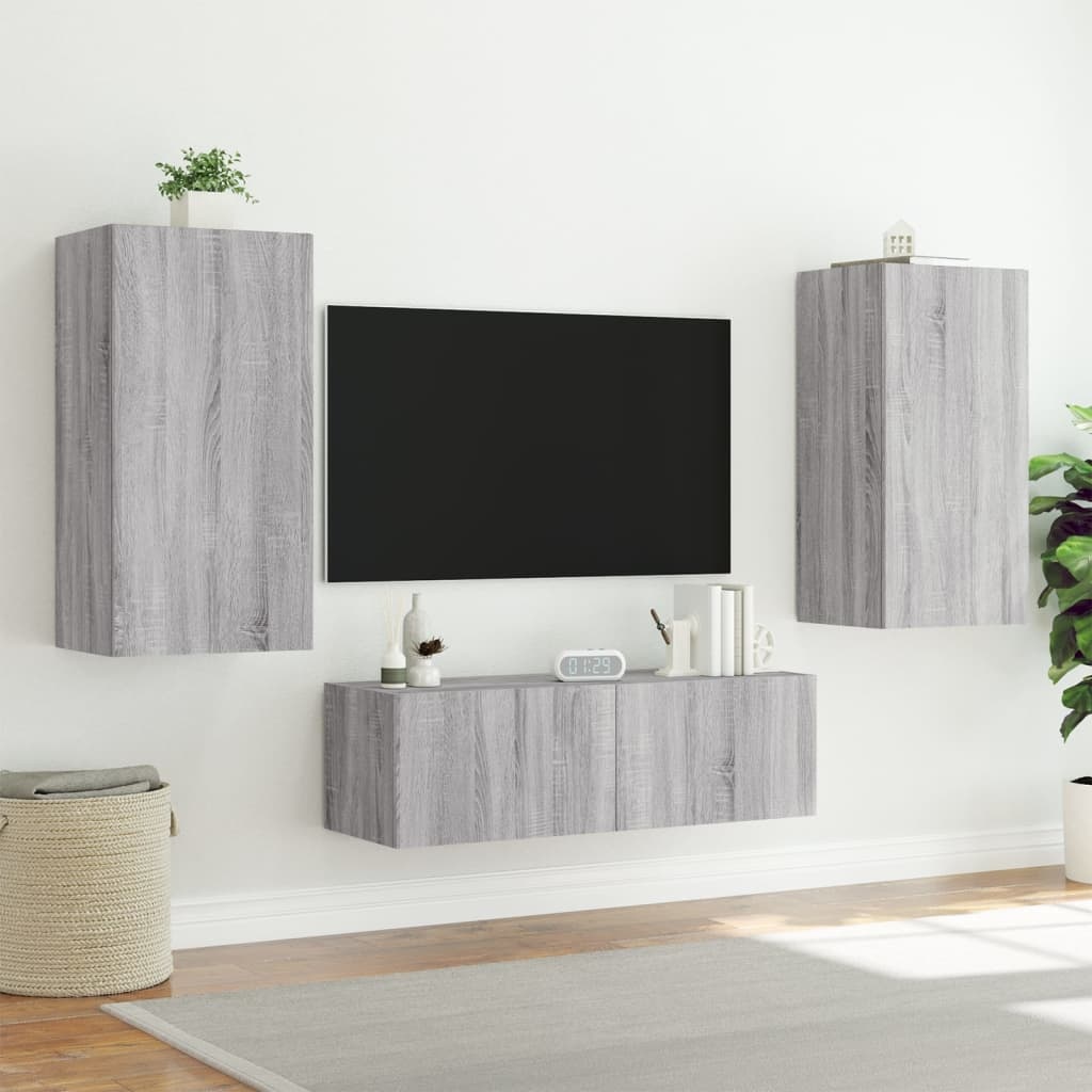 VidaXL Tv-wandmeubel met LED-verlichting 40,5x35x80 cm grijs sonoma