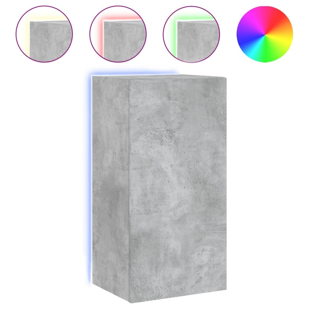 VidaXL Tv-wandmeubel met LED-verlichting 40,5x35x80 cm betongrijs