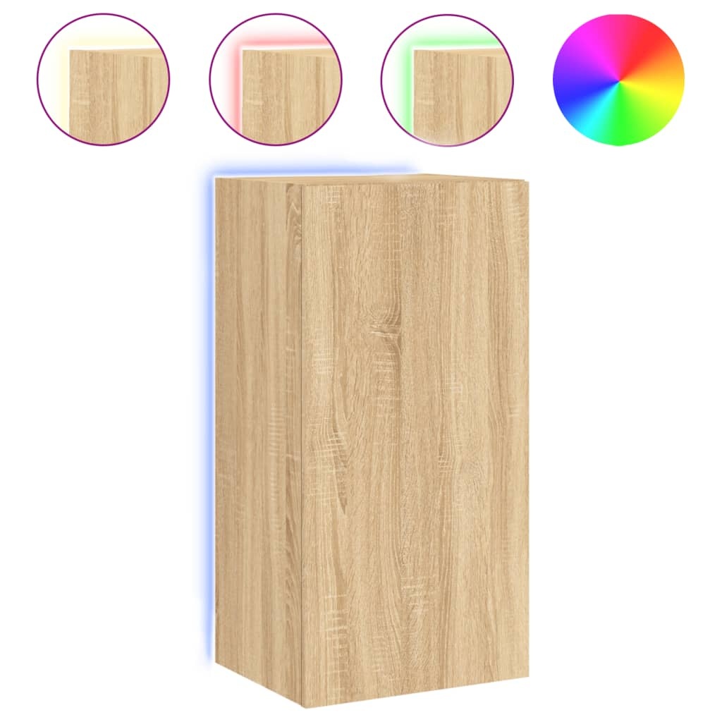 VidaXL Tv-wandmeubel met LED-verlichting 40,5x35x80 cm sonoma eiken
