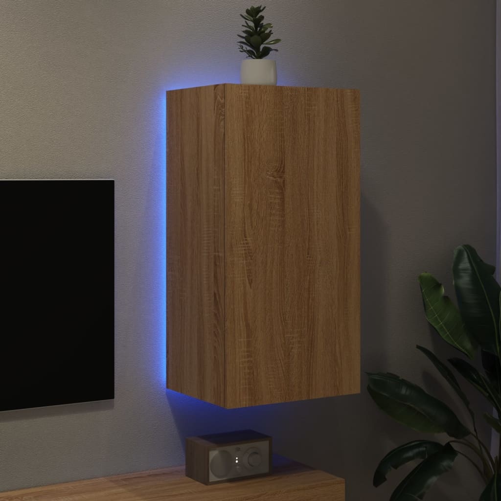VidaXL Tv-wandmeubel met LED-verlichting 40,5x35x80 cm sonoma eiken