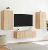 VidaXL Tv-wandmeubel met LED-verlichting 40,5x35x80 cm sonoma eiken