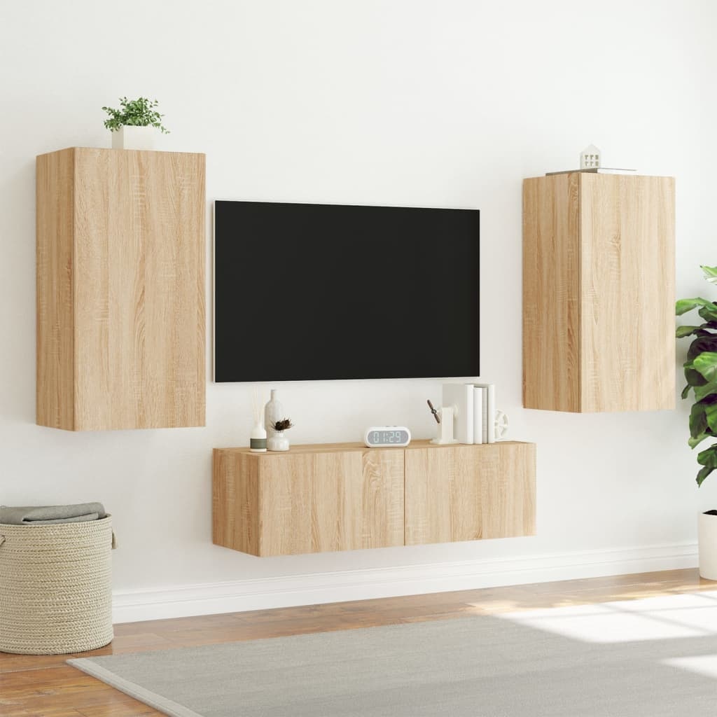 VidaXL Tv-wandmeubel met LED-verlichting 40,5x35x80 cm sonoma eiken