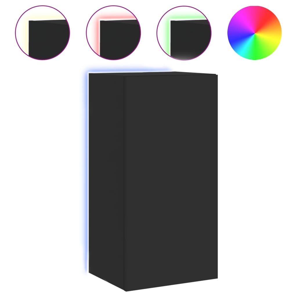 VidaXL Tv-wandmeubel met LED-verlichting 40,5x35x80 cm zwart