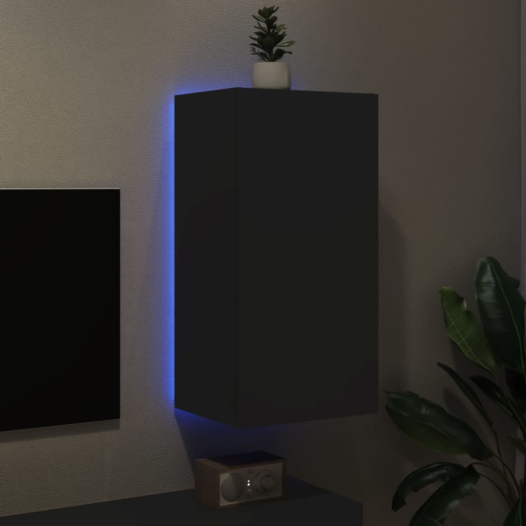 VidaXL Tv-wandmeubel met LED-verlichting 40,5x35x80 cm zwart
