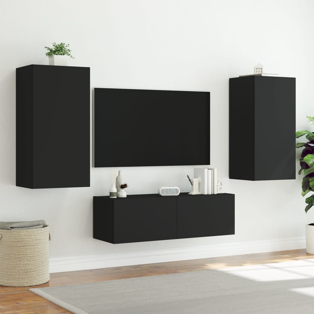VidaXL Tv-wandmeubel met LED-verlichting 40,5x35x80 cm zwart