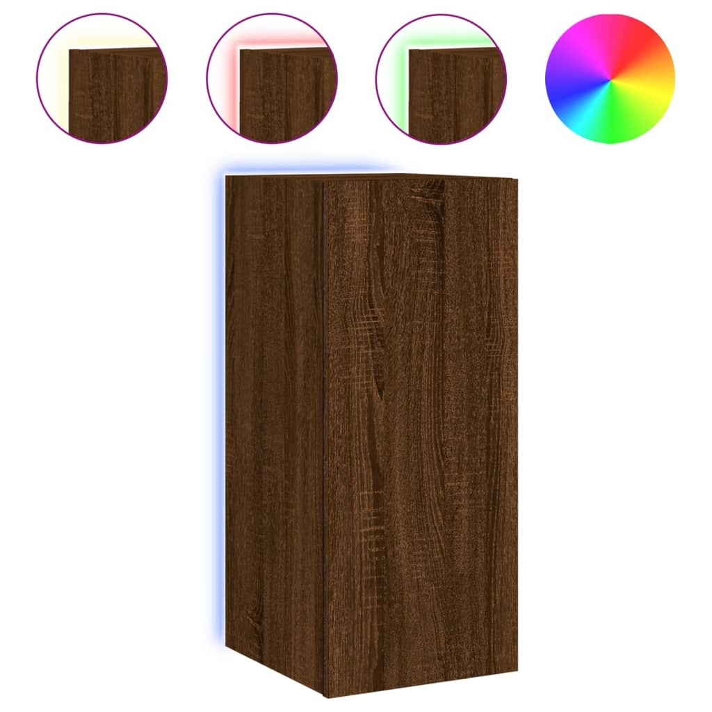 VidaXL Tv-wandmeubel met LED-verlichting 30,5x35x70 cm bruineikenkleur