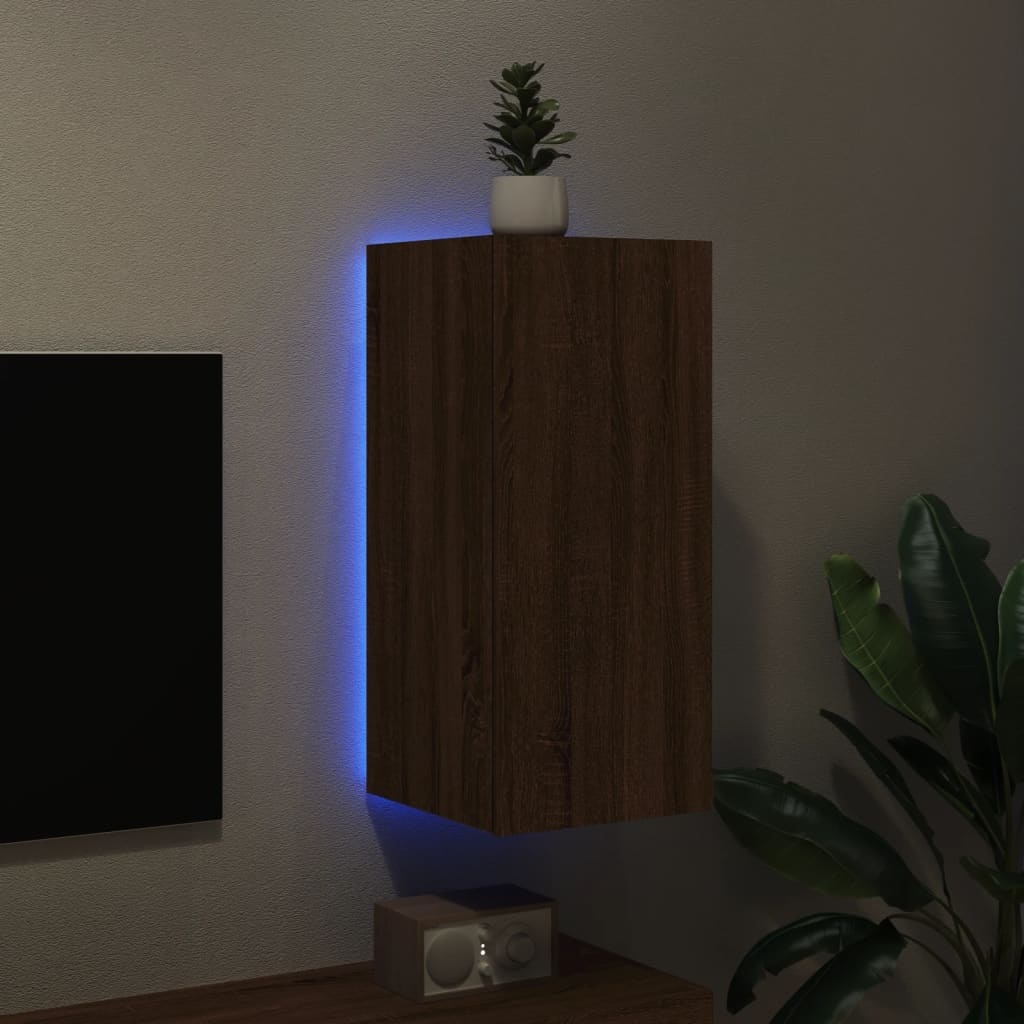 VidaXL Tv-wandmeubel met LED-verlichting 30,5x35x70 cm bruineikenkleur