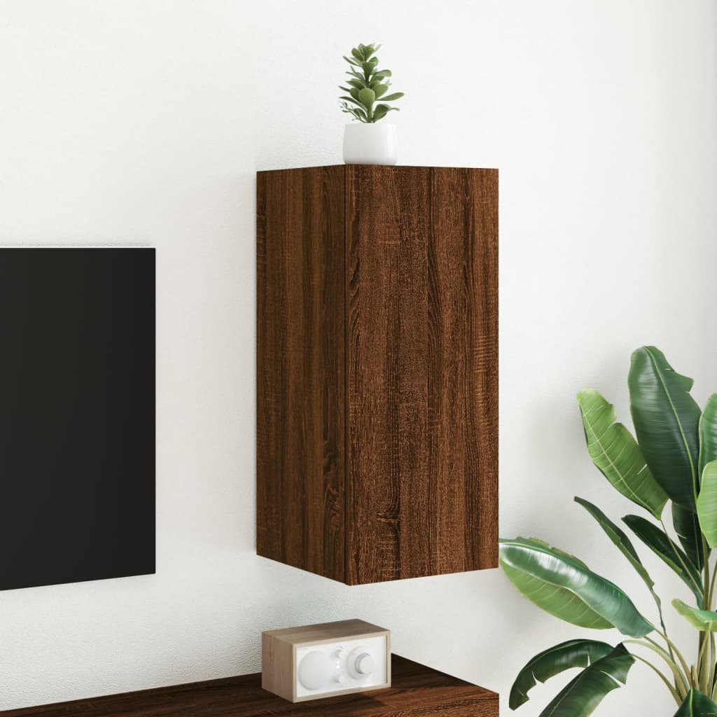 VidaXL Tv-wandmeubel met LED-verlichting 30,5x35x70 cm bruineikenkleur