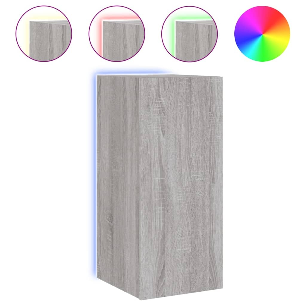 VidaXL Tv-wandmeubel met LED-verlichting 30,5x35x70 cm grijs sonoma