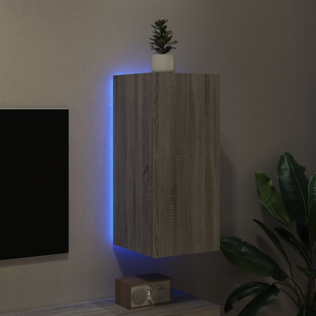 VidaXL Tv-wandmeubel met LED-verlichting 30,5x35x70 cm grijs sonoma