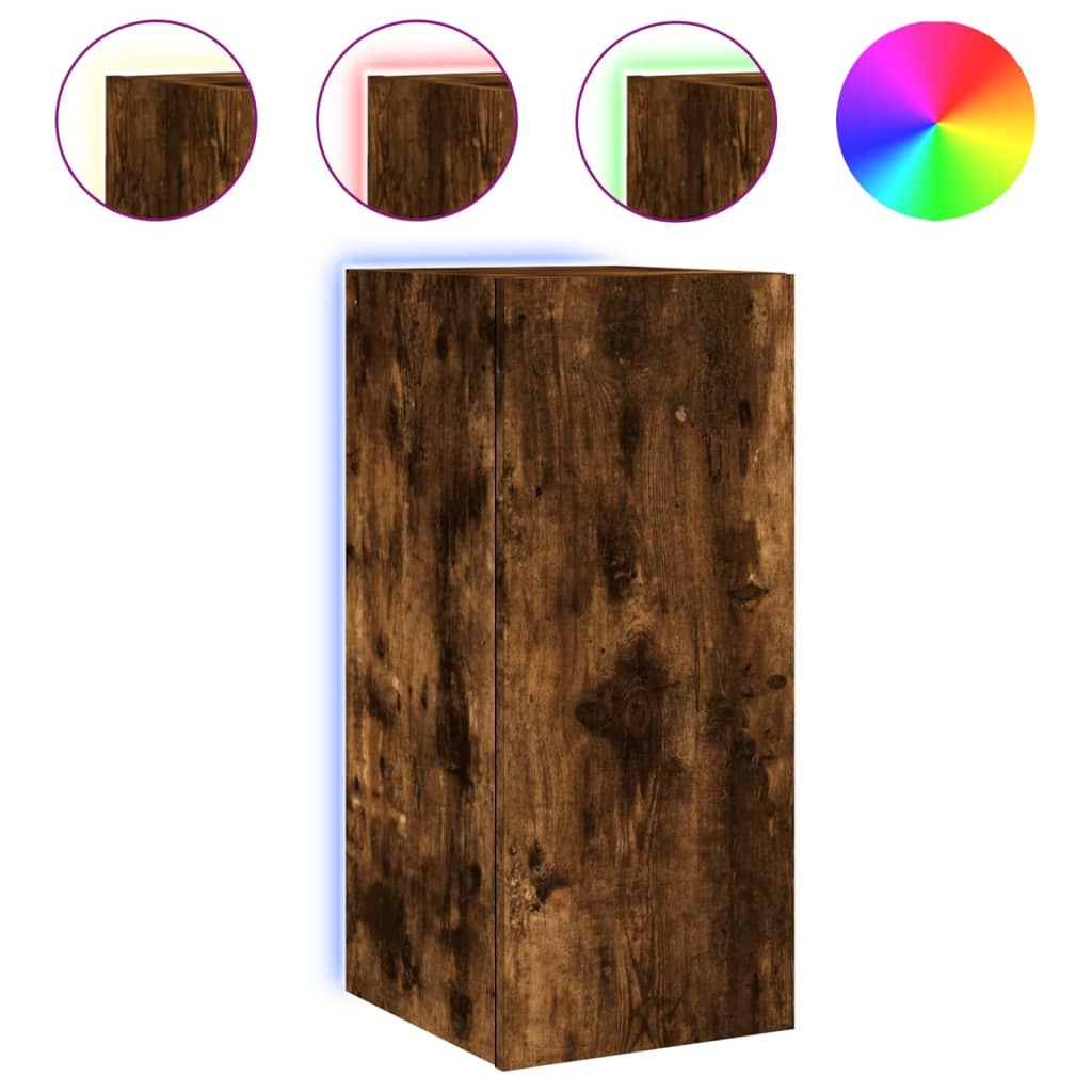 VidaXL Tv-wandmeubel met LED-verlichting 30,5x35x70 cm gerookt eiken