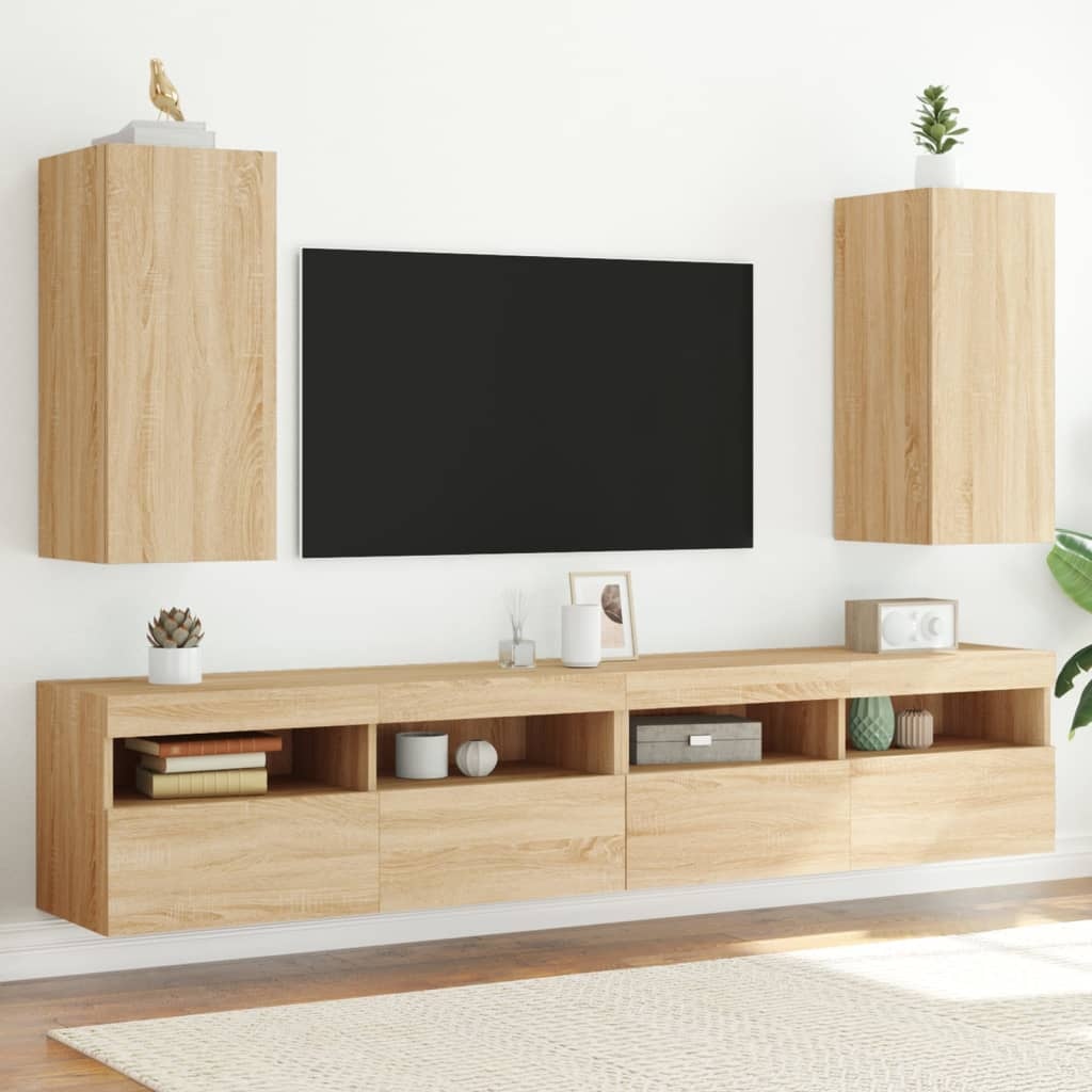 VidaXL Tv-wandmeubels met LED 2 st 30,5x35x70 cm sonoma eikenkleurig