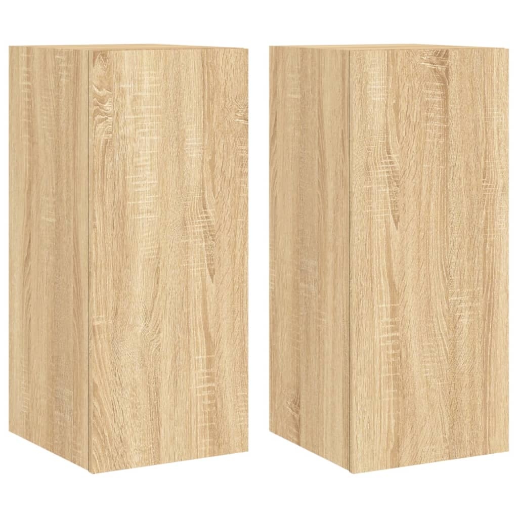 VidaXL Tv-wandmeubels met LED 2 st 30,5x35x70 cm sonoma eikenkleurig