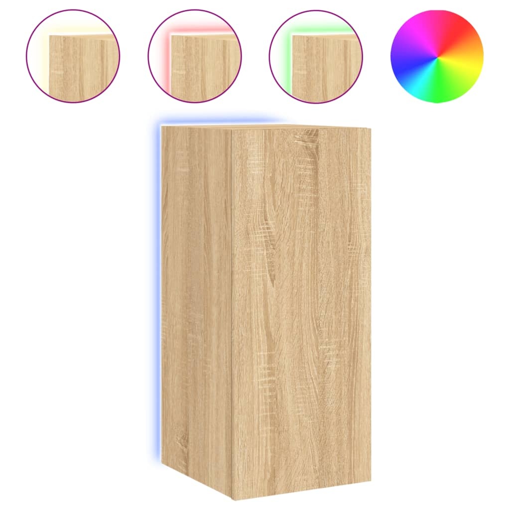 VidaXL Tv-wandmeubel met LED-verlichting 30,5x35x70 cm sonoma eiken