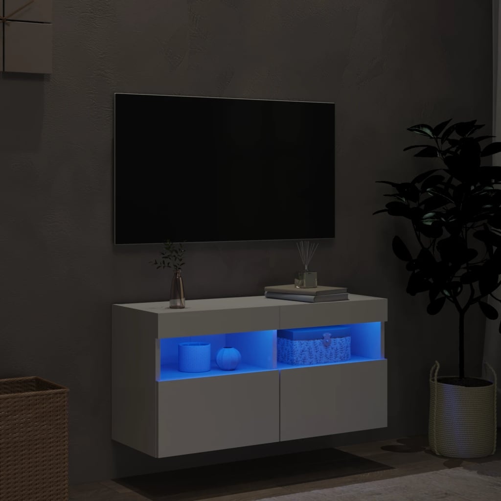 VidaXL Tv-wandmeubel met LED-verlichting 80x30x40 cm wit