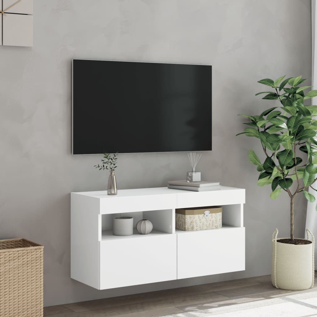 VidaXL Tv-wandmeubel met LED-verlichting 80x30x40 cm wit