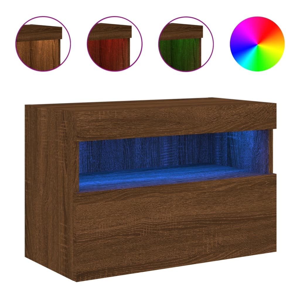 VidaXL Tv-wandmeubel met LED-verlichting 60x30x40 cm bruineikenkleurig