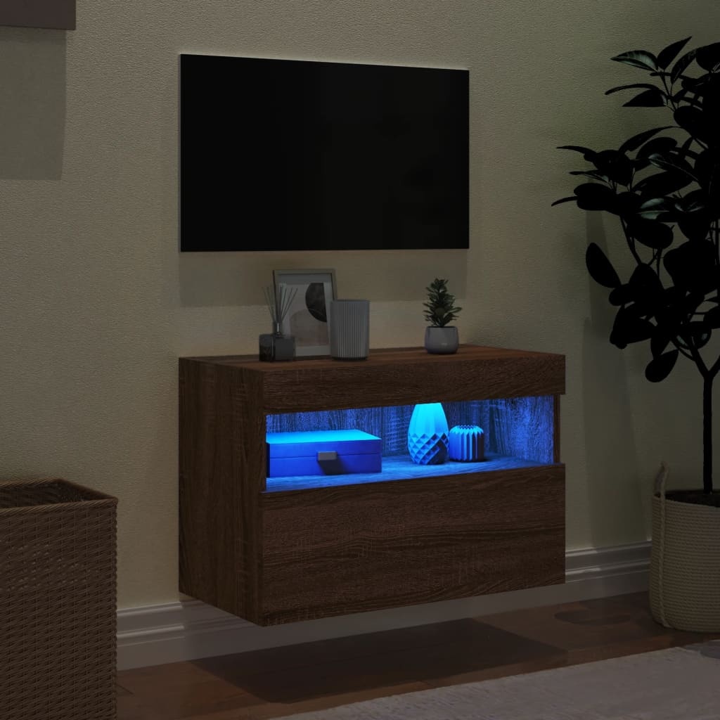 VidaXL Tv-wandmeubel met LED-verlichting 60x30x40 cm bruineikenkleurig