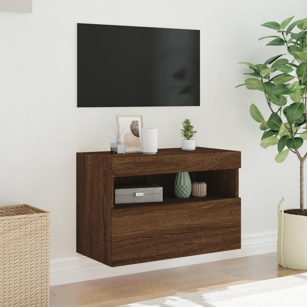 VidaXL Tv-wandmeubel met LED-verlichting 60x30x40 cm bruineikenkleurig