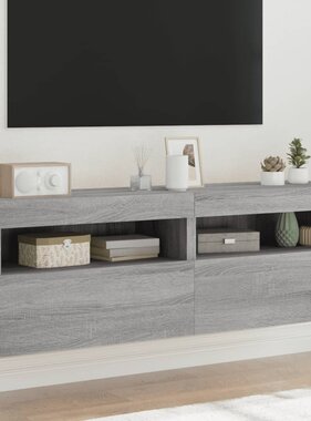 VidaXL Tv-wandmeubels met LED 2 st 60x30x40 cm grijs sonoma eiken