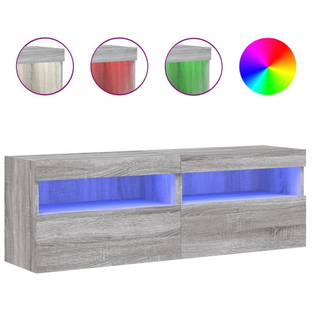 VidaXL Tv-wandmeubels met LED 2 st 60x30x40 cm grijs sonoma eiken