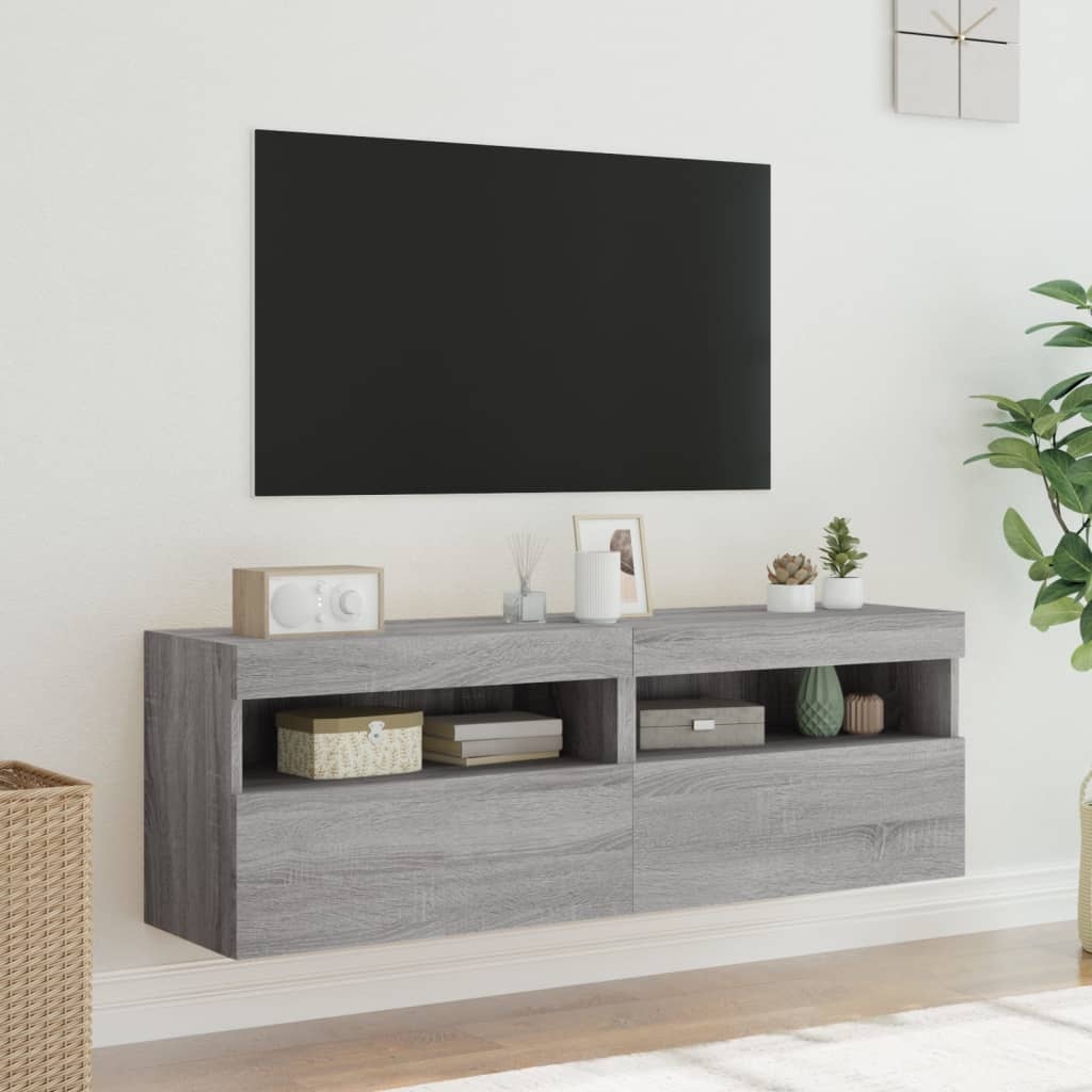 VidaXL Tv-wandmeubels met LED 2 st 60x30x40 cm grijs sonoma eiken