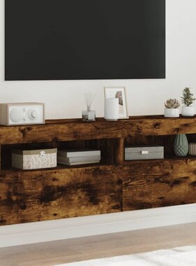 VidaXL Tv-wandmeubels met LED 2 st 60x30x40 cm gerookt eikenkleurig