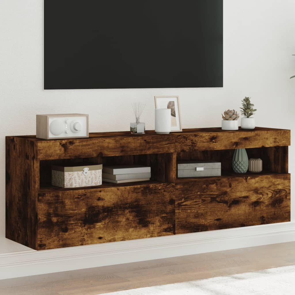 VidaXL Tv-wandmeubels met LED 2 st 60x30x40 cm gerookt eikenkleurig