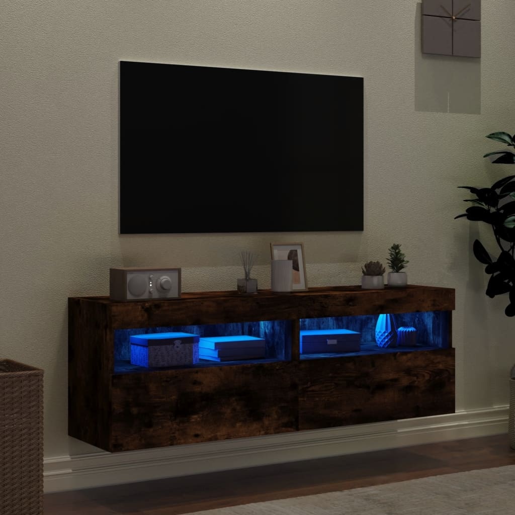 VidaXL Tv-wandmeubels met LED 2 st 60x30x40 cm gerookt eikenkleurig