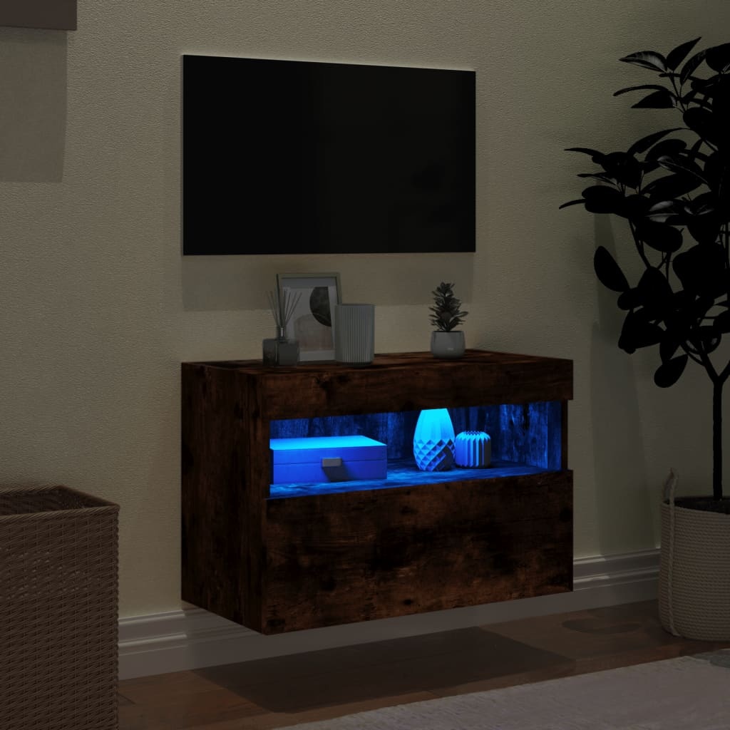 VidaXL Tv-wandmeubel met LED-verlichting 60x30x40 cm gerookt eiken