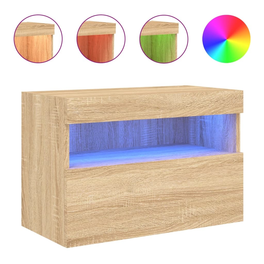 VidaXL Tv-wandmeubel met LED-verlichting 60x30x40 cm sonoma eikenkleur