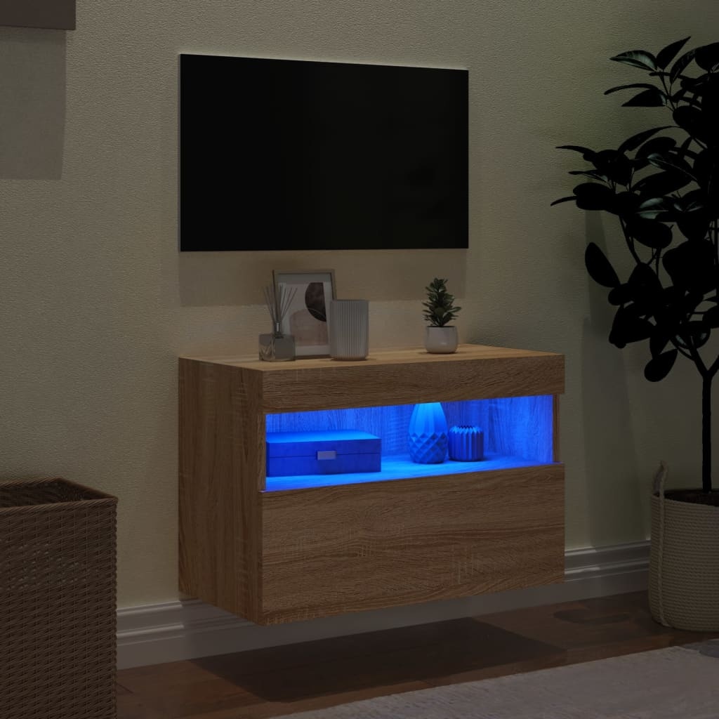 VidaXL Tv-wandmeubel met LED-verlichting 60x30x40 cm sonoma eikenkleur