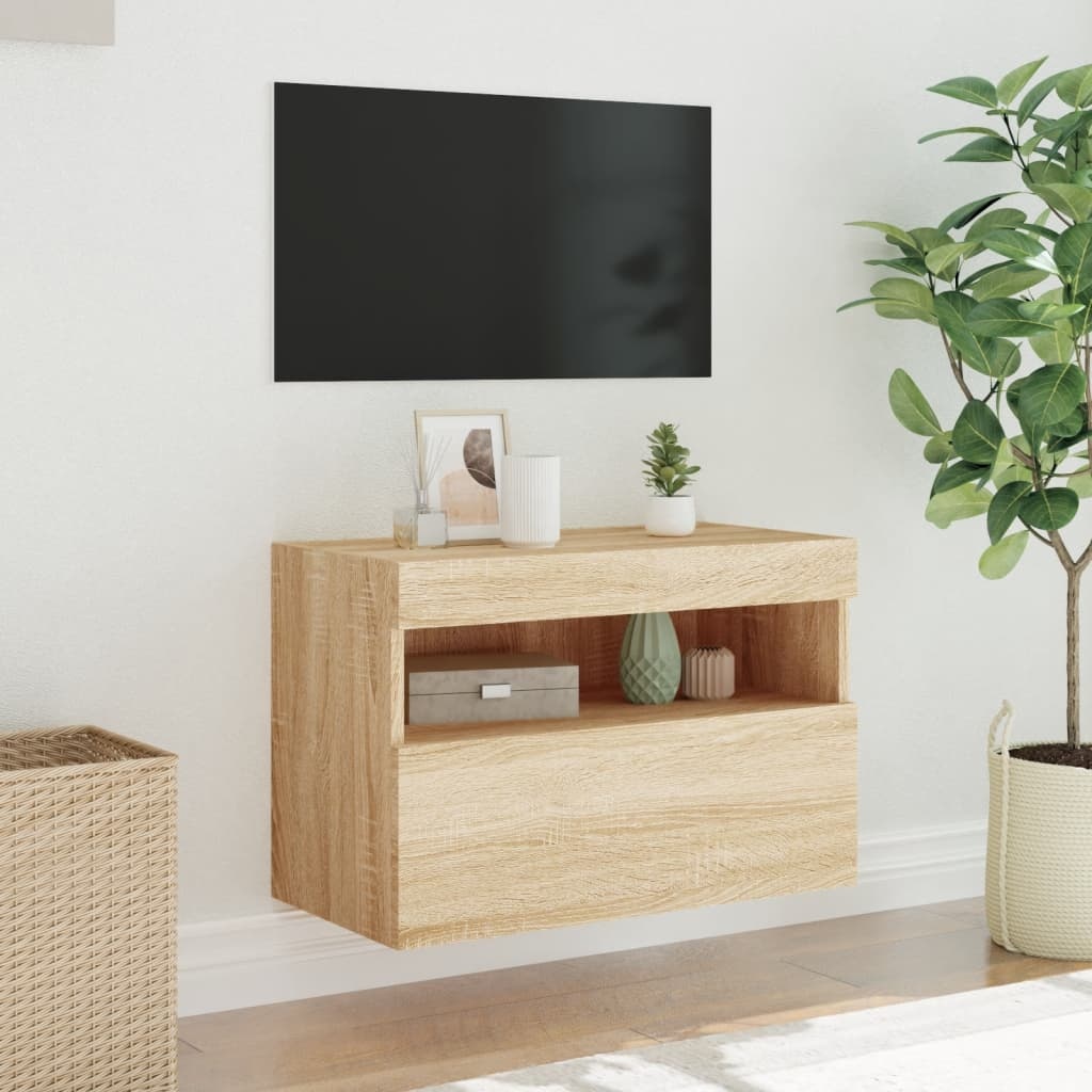 VidaXL Tv-wandmeubel met LED-verlichting 60x30x40 cm sonoma eikenkleur