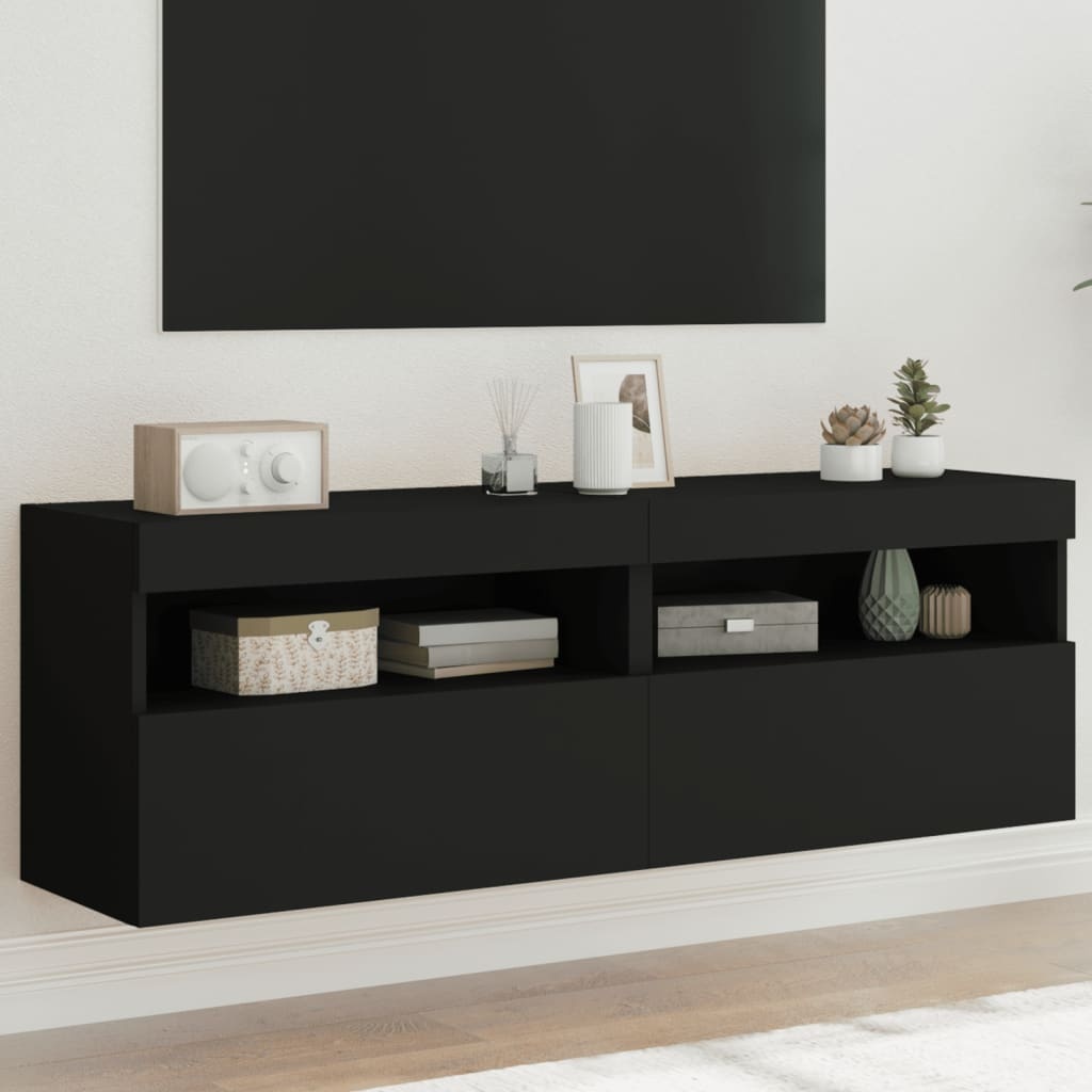 VidaXL Tv-wandmeubels met LED-verlichting 2 st 60x30x40 cm zwart