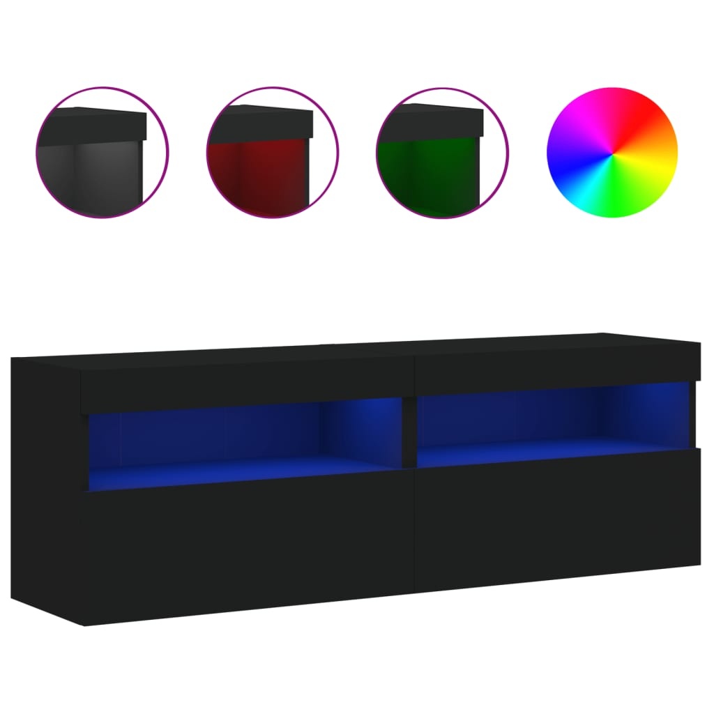 VidaXL Tv-wandmeubels met LED-verlichting 2 st 60x30x40 cm zwart