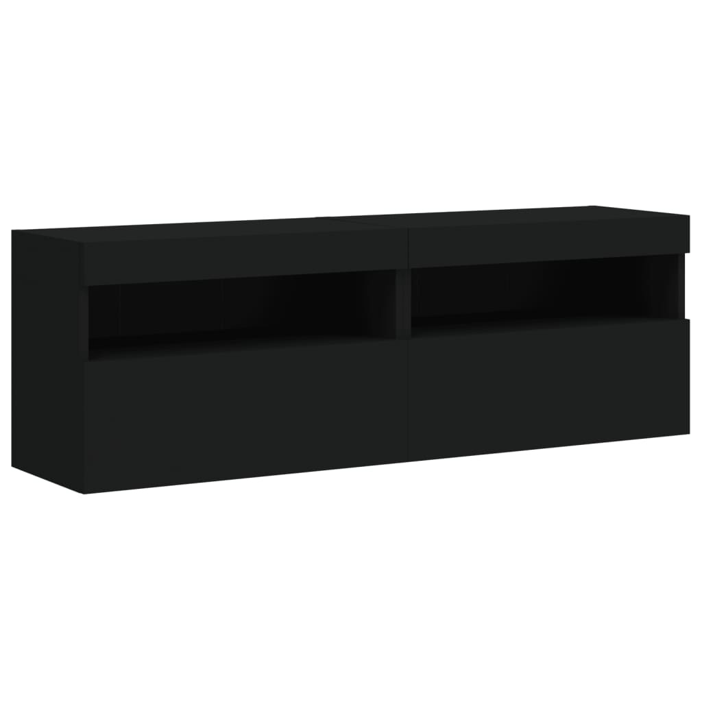 VidaXL Tv-wandmeubels met LED-verlichting 2 st 60x30x40 cm zwart