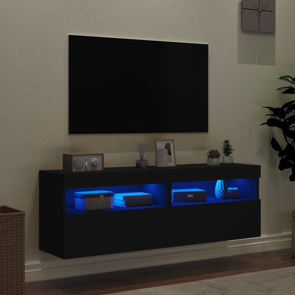 VidaXL Tv-wandmeubels met LED-verlichting 2 st 60x30x40 cm zwart
