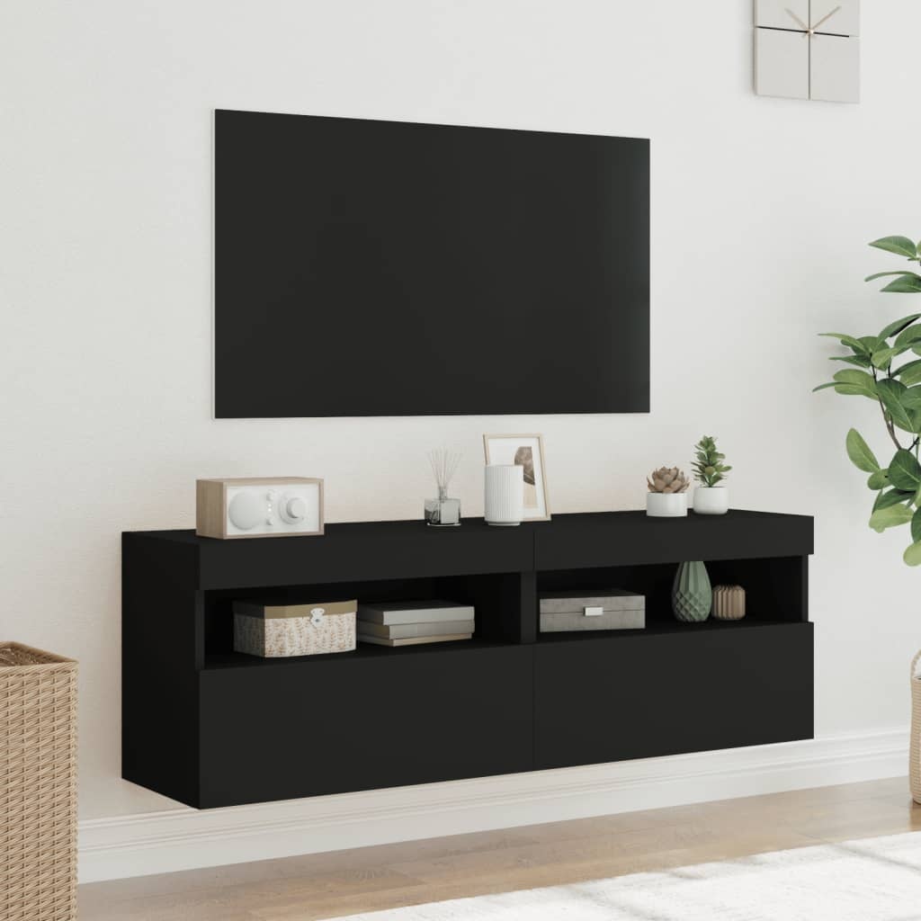 VidaXL Tv-wandmeubels met LED-verlichting 2 st 60x30x40 cm zwart