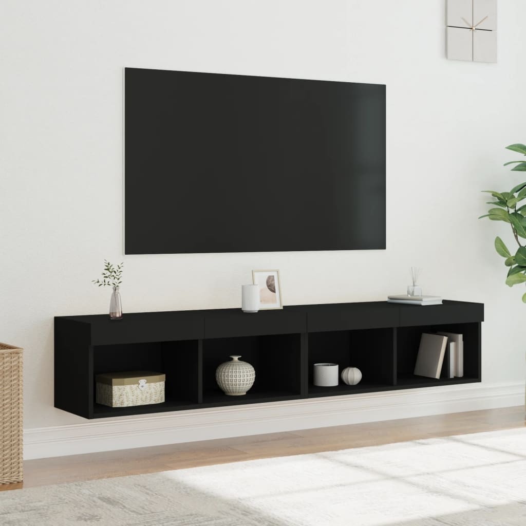 vidaXL Tv-meubels met LED-verlichting 2 st 80x30x30 cm zwart