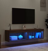 vidaXL Tv-meubels met LED-verlichting 2 st 60x30x30 cm bruineikenkleur