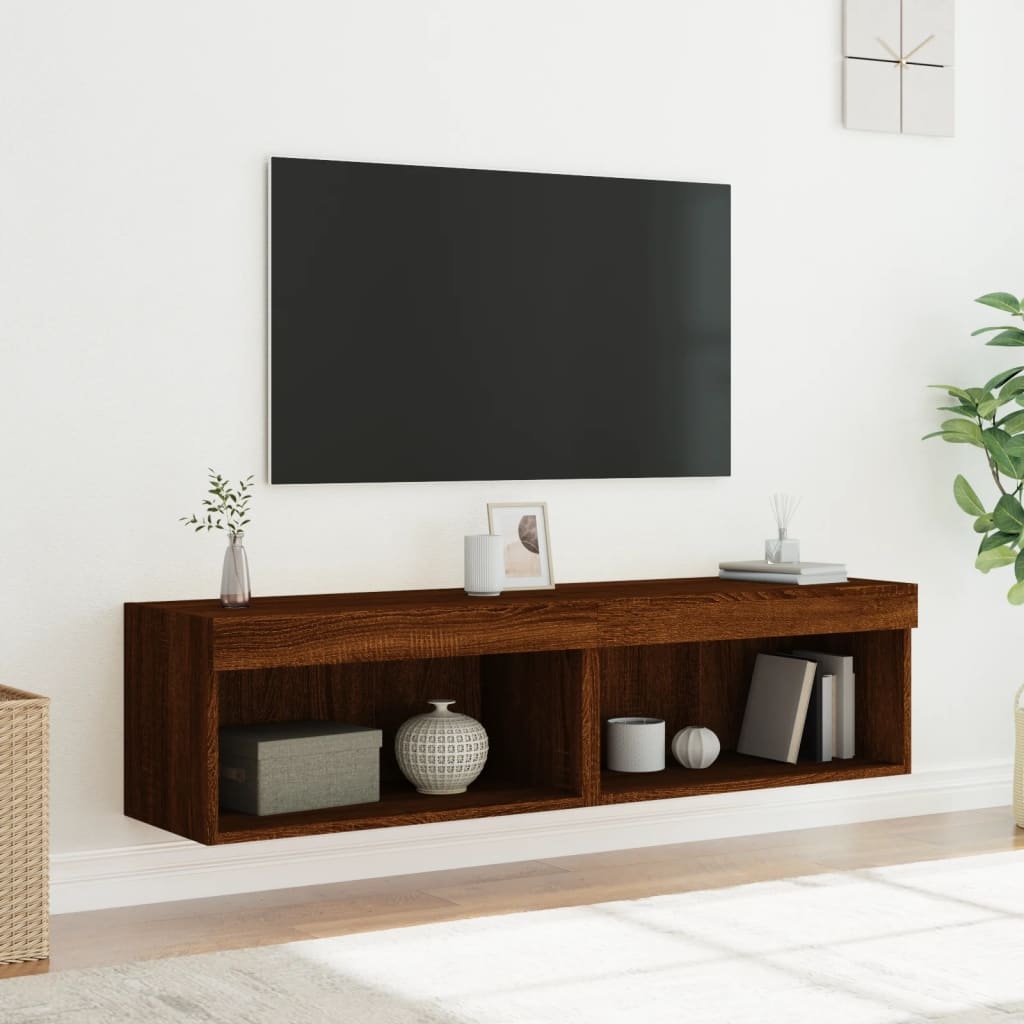vidaXL Tv-meubels met LED-verlichting 2 st 60x30x30 cm bruineikenkleur