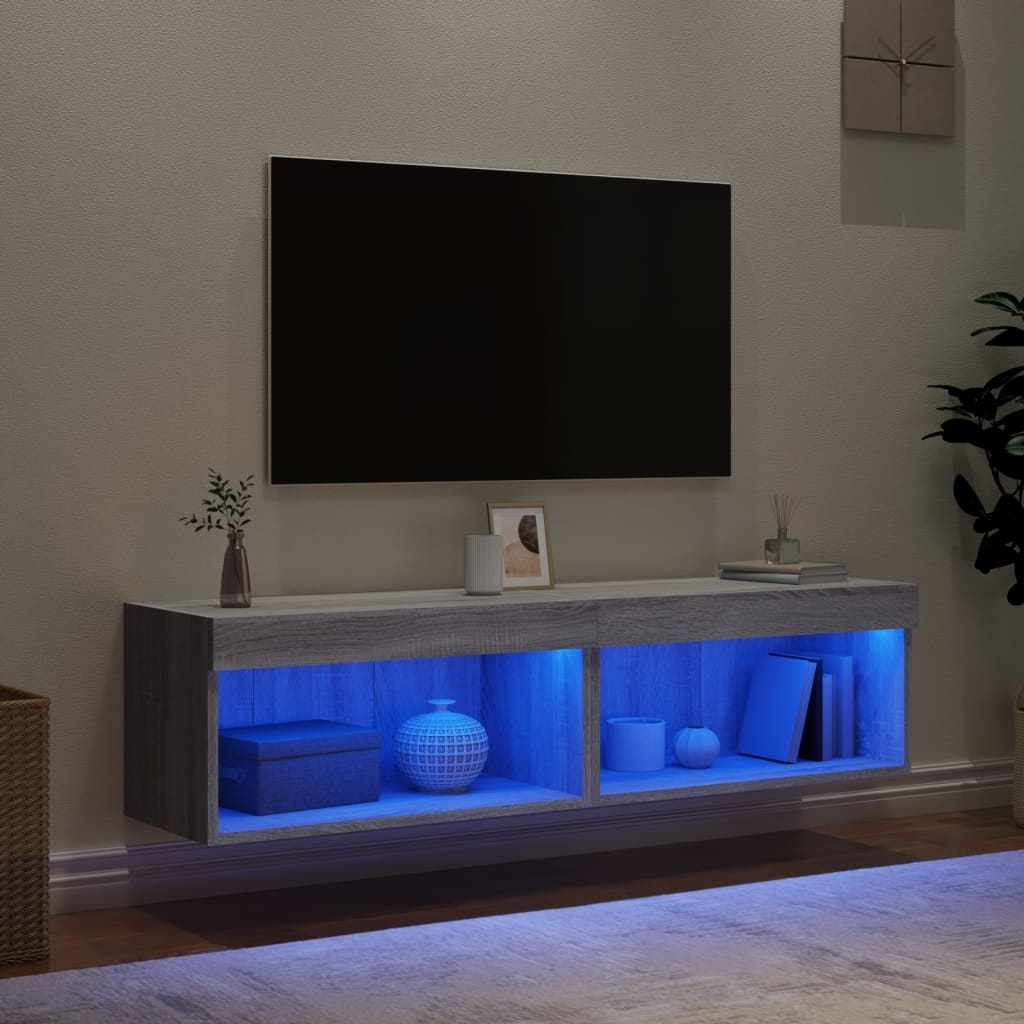 vidaXL Tv-meubels met LED-verlichting 2 st 60x30x30 cm grijs sonoma