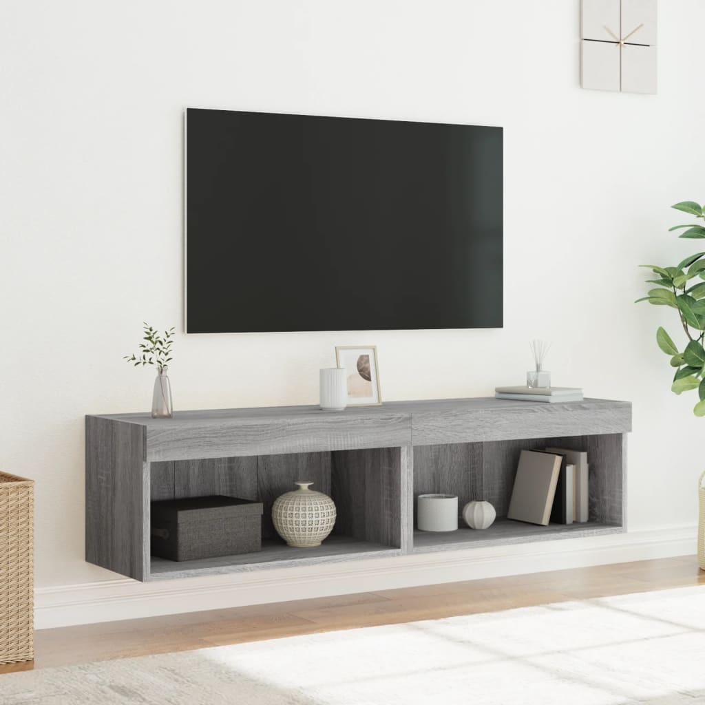 vidaXL Tv-meubels met LED-verlichting 2 st 60x30x30 cm grijs sonoma