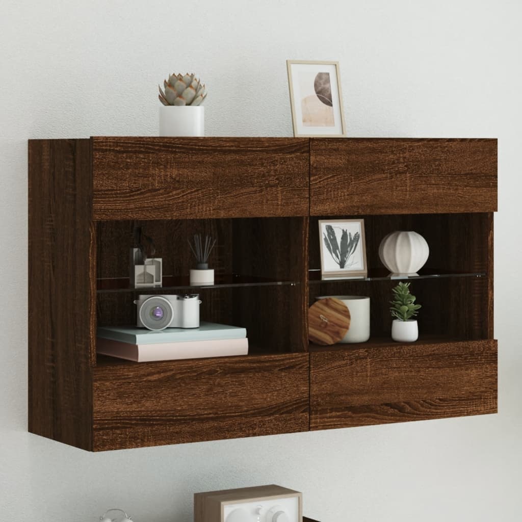 VidaXL Tv-wandmeubel met LED 98,5x30x60,5 cm bruineikenkleurig