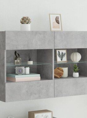 VidaXL Tv-wandmeubel met LED-verlichting 98,5x30x60,5 cm betongrijs