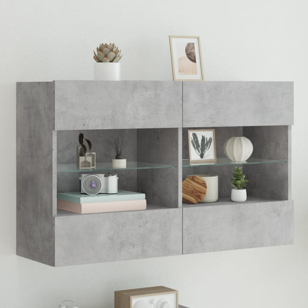 VidaXL Tv-wandmeubel met LED-verlichting 98,5x30x60,5 cm betongrijs