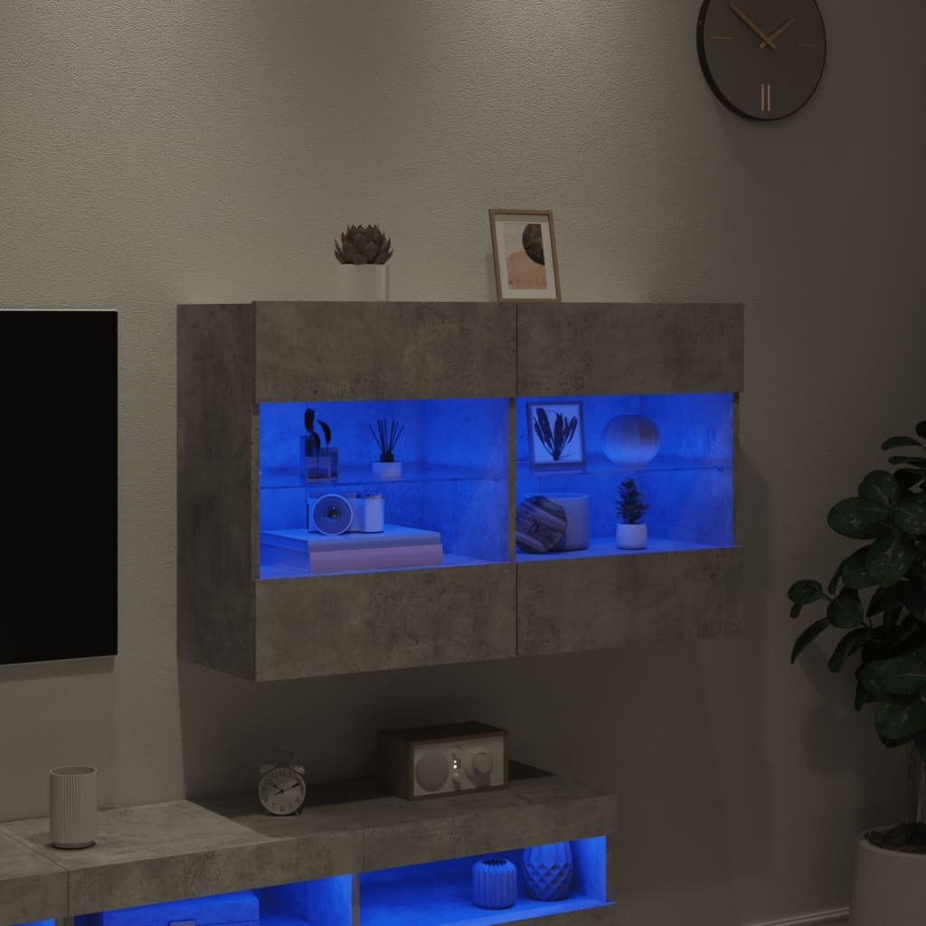 VidaXL Tv-wandmeubel met LED-verlichting 98,5x30x60,5 cm betongrijs